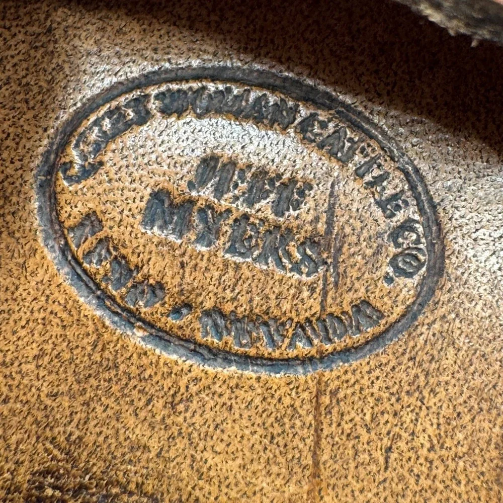 Vintage Nevada Mining Association Leather Belt Mens Size 36 Western Cowboy Ranch